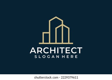 Gold real estate architecture logo vector design
