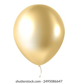 Gold realistic balloon for birhday greeting cards, holidays. Creative vector glossy helium balloon template.