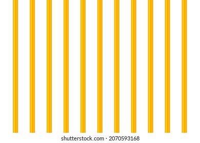 Gold Realistic Jail lattice, isolated on white. Golden  metallic prison  bars pattern. Cartoon flat design. Vector stock illustration.