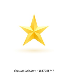 Gold realistic metallic star on a white background 3. Vector illustration.