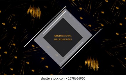 Gold realistic texture black background glitter effect artistic covers design colorful modern graphic elegance jewelry