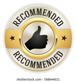 Gold Recommended Button / Badge With White Border