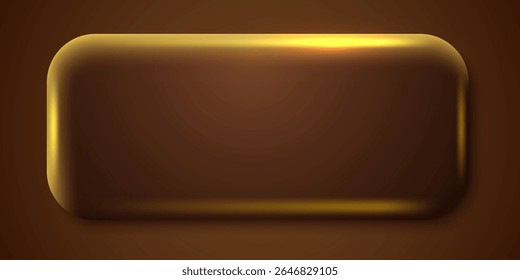 Botão de retângulo dourado isolado. Design dourado para emblema vazio. Forma metálica dourada brilhante. Botão brilhante do vetor 3D realista