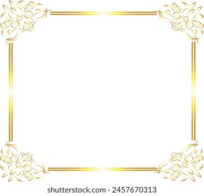 gold rectangle frame for Certificate Border Pattern Line Photo Thai Frame Islamic Wedding Invitation
