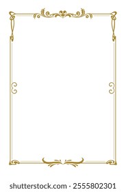 A gold rectangular decorative frame with a beautiful pattern.
