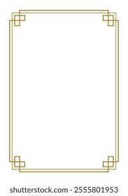 A gold rectangular decorative frame with a geometric straight line. 