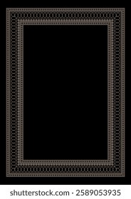 Gold rectangular Vertical abstract ornament frame. A4 format. Abstract elements. Rectangular frame. Template for cards, diploma, frame, certificate, invitation, textile, embroidery, engraving, forging