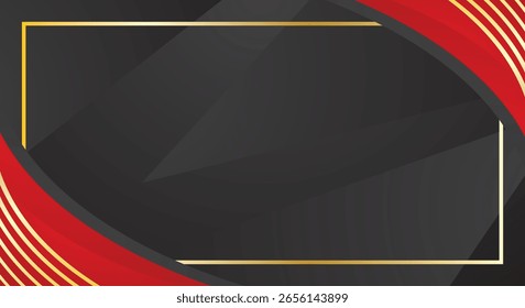 Fundo curvo abstrato vermelho dourado para design de certificado e apresentação
