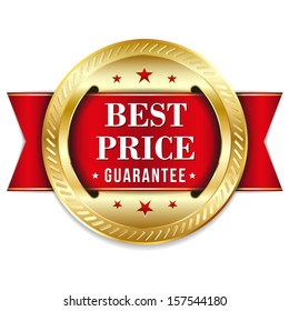 Gold red best price badge