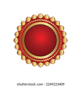 Gold and Red blank label, vector illustration.