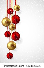 Gold and red christmas balls with shadow
