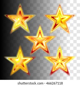 Gold red christmas stars on transparent background. Design element for banners, flyers and so. Vector illustration