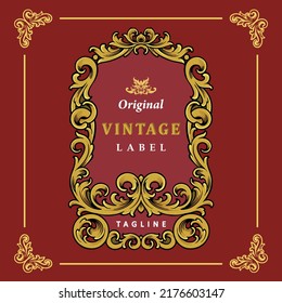 Gold and red color combination stylish food company packaging label