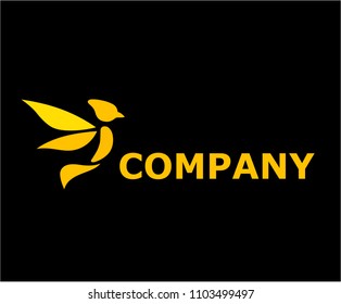 gold red color logo design illustration for flight or wildlife company bird animal silhouette flat design style