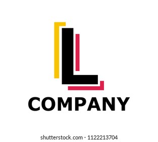 gold and red color logo symbol double line like neon light type letter l initial business logo design idea illustration shape for modern premium corporate