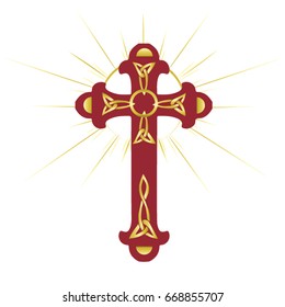 Gold Red Cross Christian Symbol Stock Vector (Royalty Free) 668855707 ...