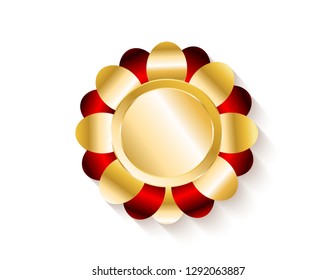 Gold red decor medal isolated