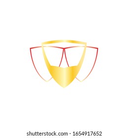 logotipo del escudo de diseño rojo dorado