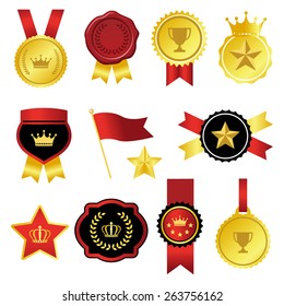 gold and red emblem set