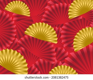 gold and red fan background, for holiday background, vector file,