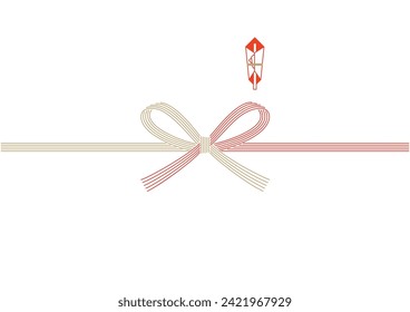 Gold red and five Mizuhiki knot-cuts (bow knots) Noshi paper (paper used to wrap gifts in Japan)