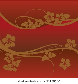 gold and red floral background