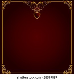 Gold red frame background 3 - vector