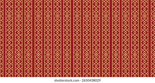 Gold and Red Geometric Chinese New Year Traditional Seamless Pattern. Vector Luxury Happy Chinese New Year pattern. Lunar Chinese pattern for banner, sale ads, poster, pachaging wrapping paper, cards.