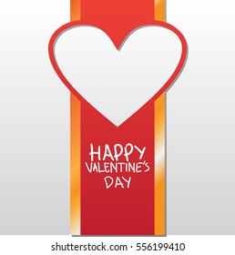 gold and red line with big hollow heart happy valentine day vector design