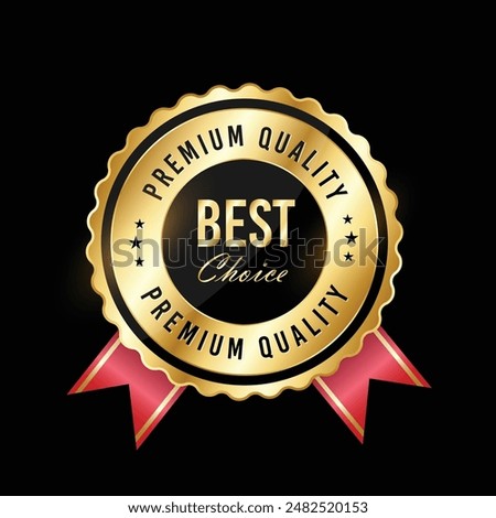 a gold and red gold logo that says best quality premium quality premium quality


