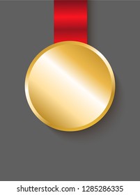 Gold red medal isolated