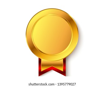 Gold red medal isolated with shadow