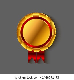 Gold red medal isolated with shadow