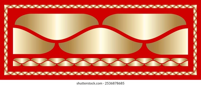 Gold and red seamless vector twisted pattern. Rope or plait designs elements. Repetitive twisted decor. Braided frames, knit texture seamless pattern.