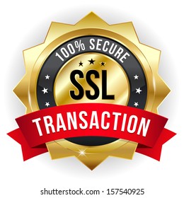 Gold red secure transaction badge