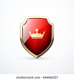 Gold and red shield with crown