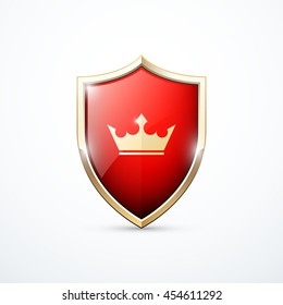 Gold and red shield with crown