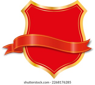 Gold and red shield icon. Vector