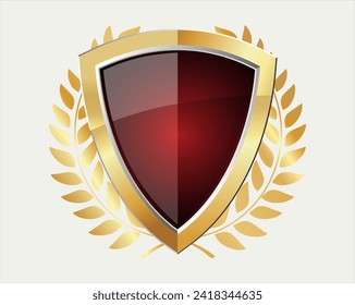 Gold and red shield with gold laurels vector illustration

