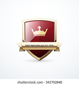 Gold and red shield. Premium quality