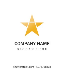 Gold Red Star Logo Vector in elegant Style with Black Background