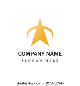 Gold Red Star Logo Vector in elegant Style with Black Background