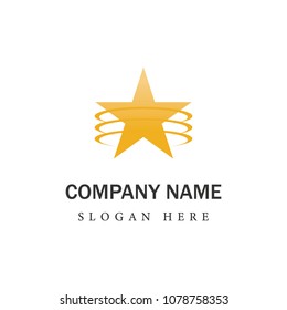 Gold Red Star Logo Vector in elegant Style with Black Background
