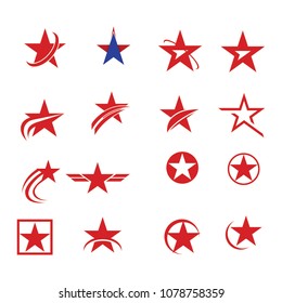 Gold Red Star Logo Vector in elegant Style with Black Background