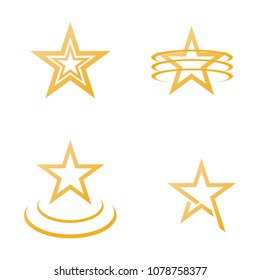 Gold Red Star Logo Vector in elegant Style with Black Background