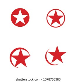 Gold Red Star Logo Vector in elegant Style with Black Background