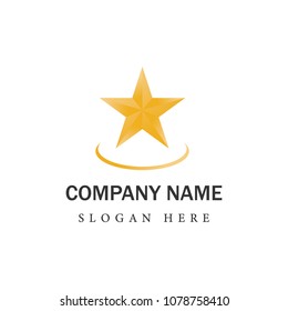 Gold Red Star Logo Vector in elegant Style with Black Background