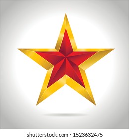 Gold Red Star Vector Illustration 3d Stock Vector (Royalty Free ...