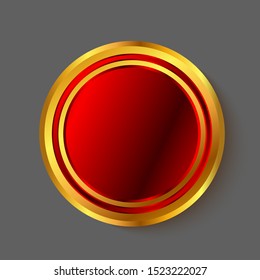 Gold red sticker isolated with shadow