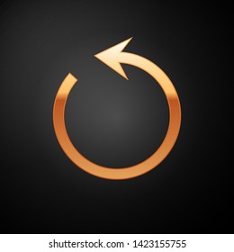 Gold Refresh icon isolated on black background. Reload symbol. Rotation arrow in a circle sign.  Vector Illustration